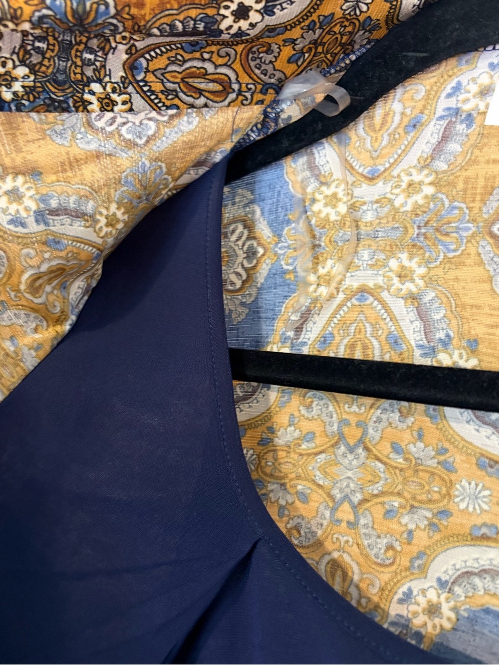 Boho Paisley Open Front top - Navy & Mustard - Picture 3 of 5